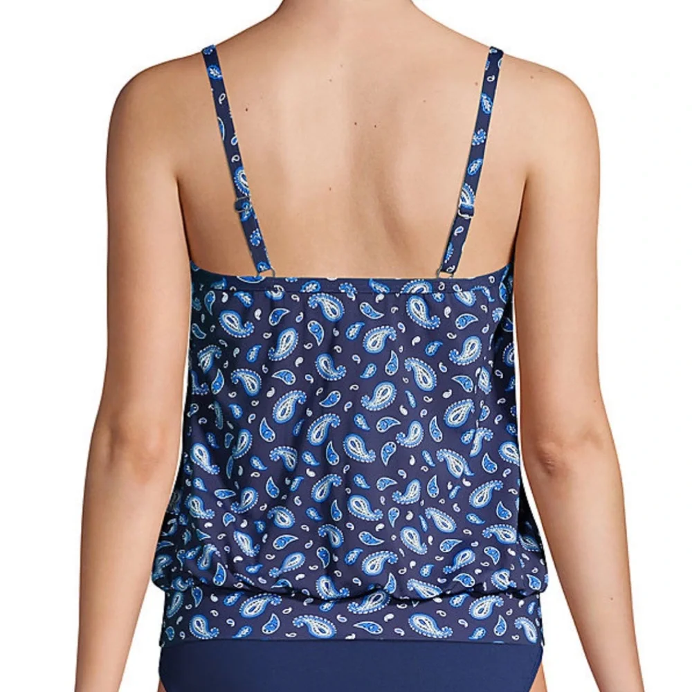 Lands' End Blue Paisley Tankini Swimsuit Top - Picture 8 of 13